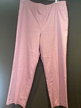 Women 12 Alfred Dunner Lilac Cotton Stretch Pull On Pants Elastic Waist Straight